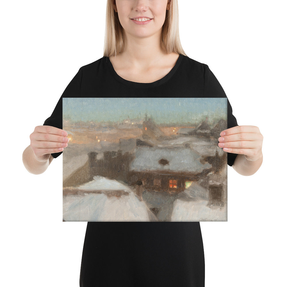 Georg Pauli - Winter Evening at Söder, Stockholm - Premium Canvas