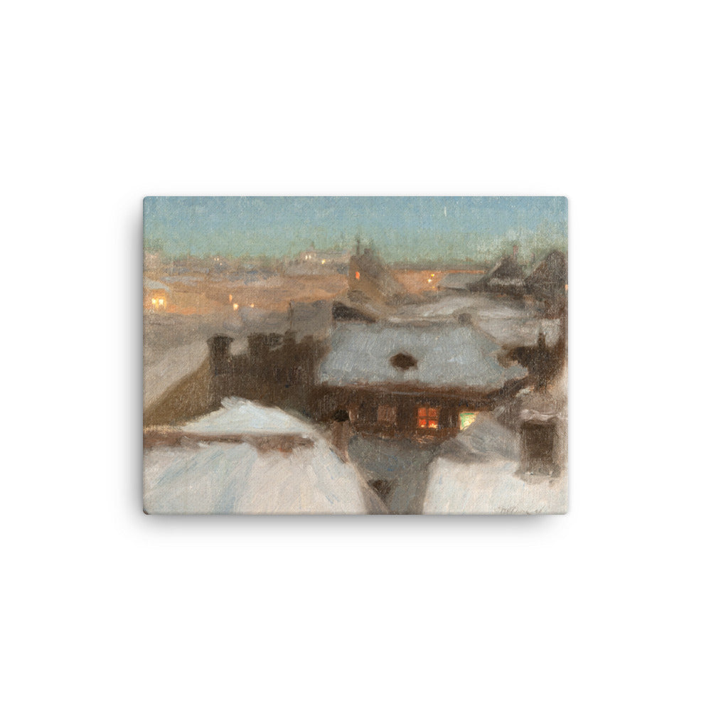 Winter Evening at Söder, Stockholm – Premium Canvas Print | Georg Pauli Impressionist Art