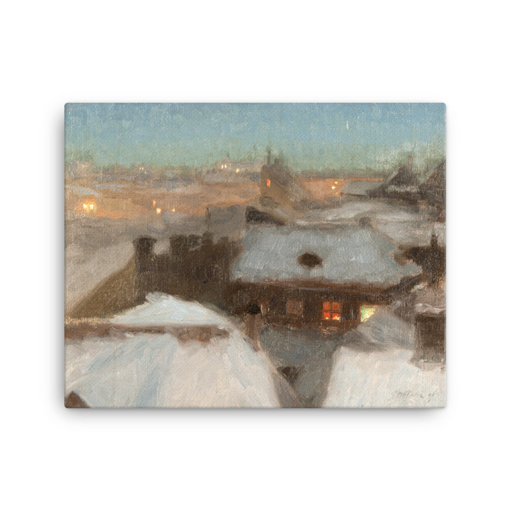 Winter Evening at Söder, Stockholm – Premium Canvas Print | Georg Pauli Impressionist Art