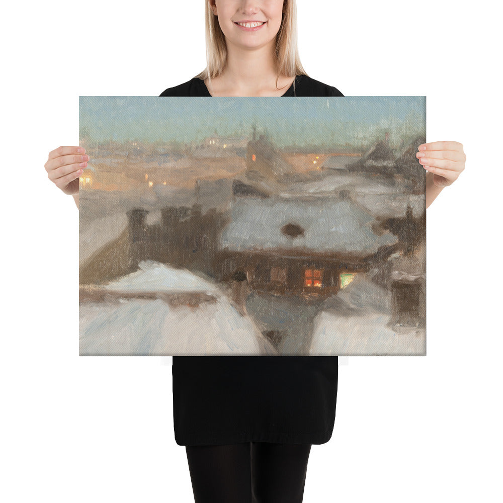 Georg Pauli - Winter Evening at Söder, Stockholm - Premium Canvas