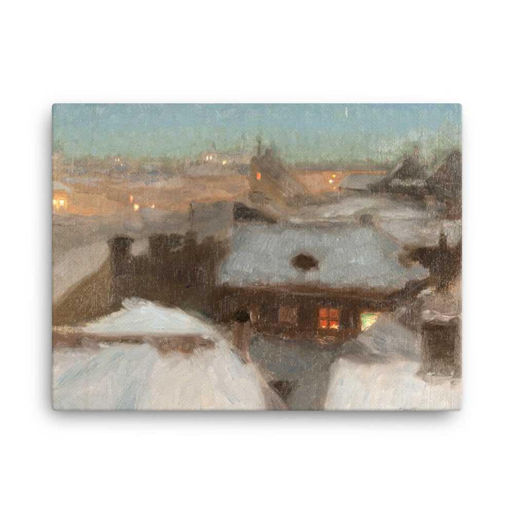 Winter Evening at Söder, Stockholm – Premium Canvas Print | Georg Pauli Impressionist Art