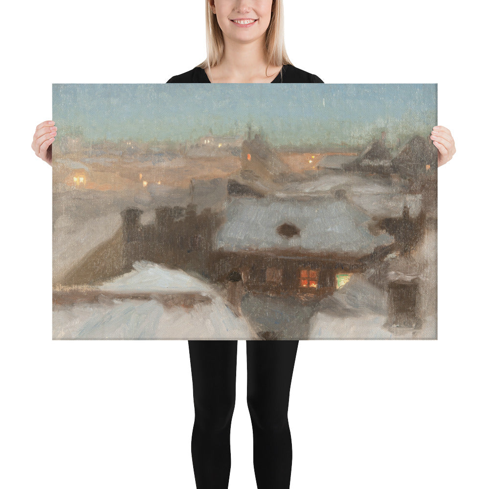 Georg Pauli - Winter Evening at Söder, Stockholm - Premium Canvas