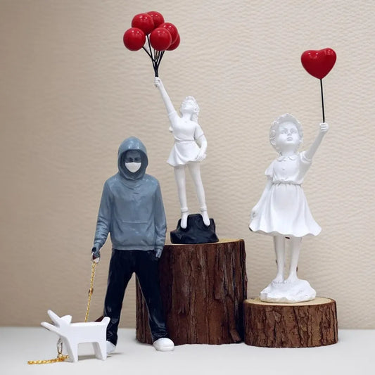 Banksy Art Inspired Resin Figurines - Modern Street Pop Art Decor