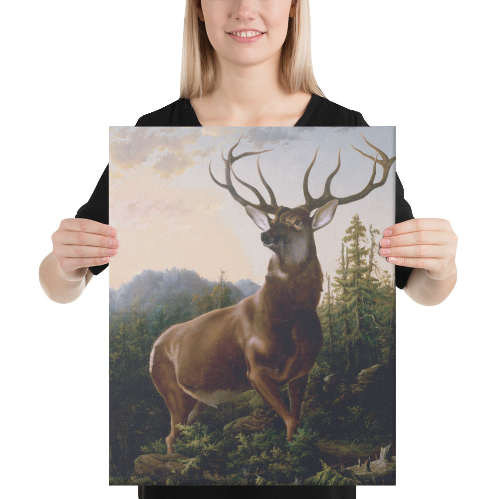 Alexander Brodszky - Deer in Forest Landscape - Premium Canvas