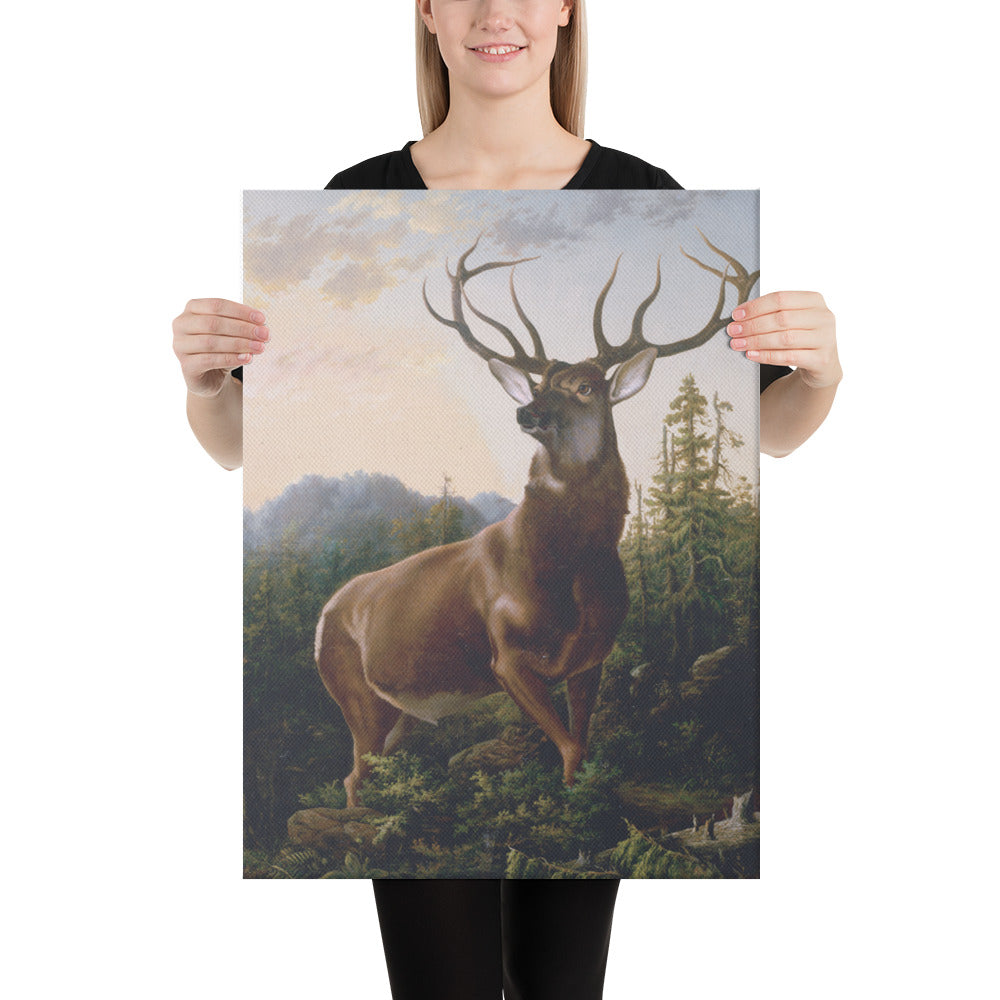 Alexander Brodszky - Deer in Forest Landscape - Premium Canvas