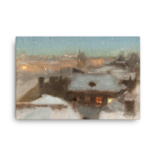 Winter Evening at Söder, Stockholm – Premium Canvas Print | Georg Pauli Impressionist Art