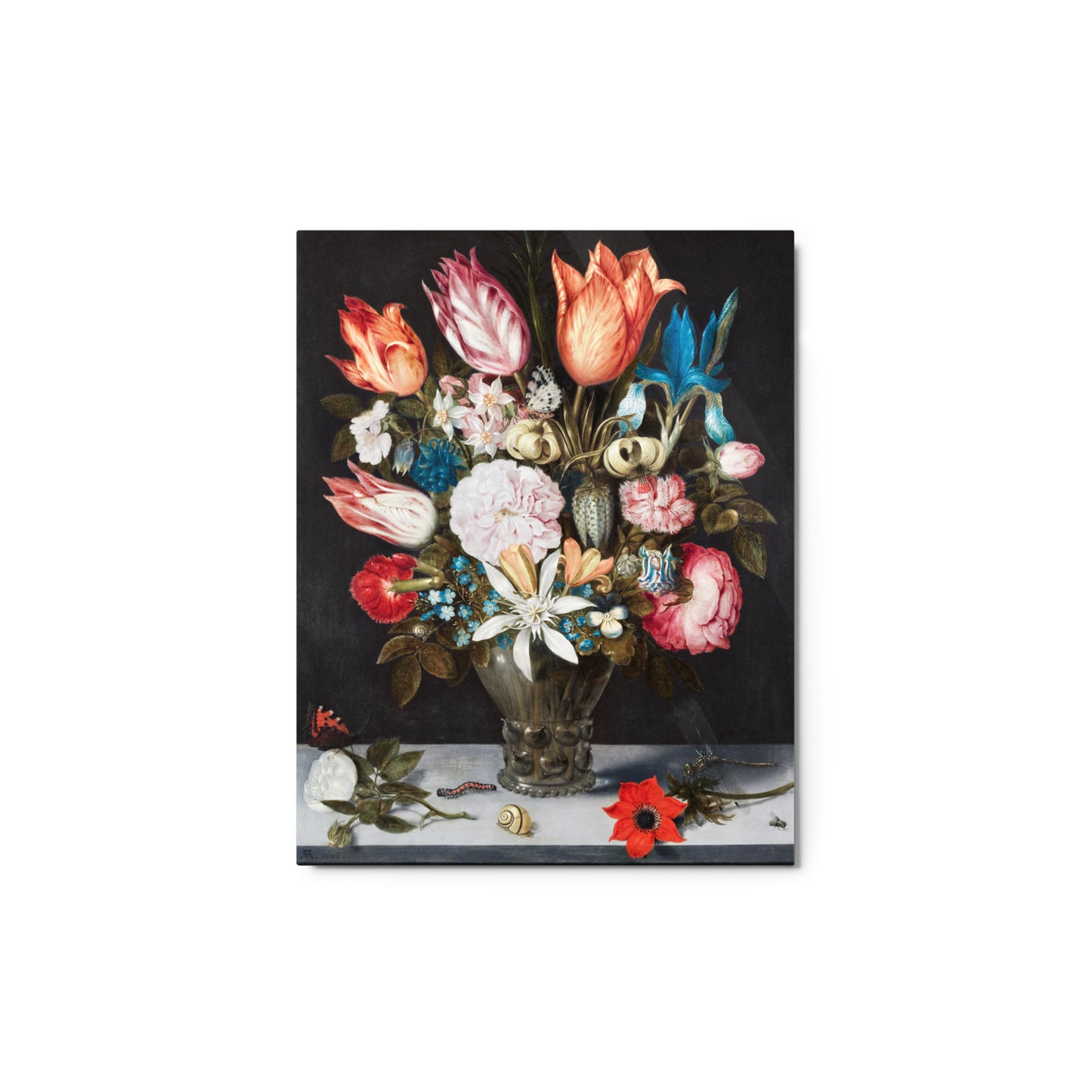 Ambrosius Bosschaert - Flowers in a Glass - Glossy Metal Print