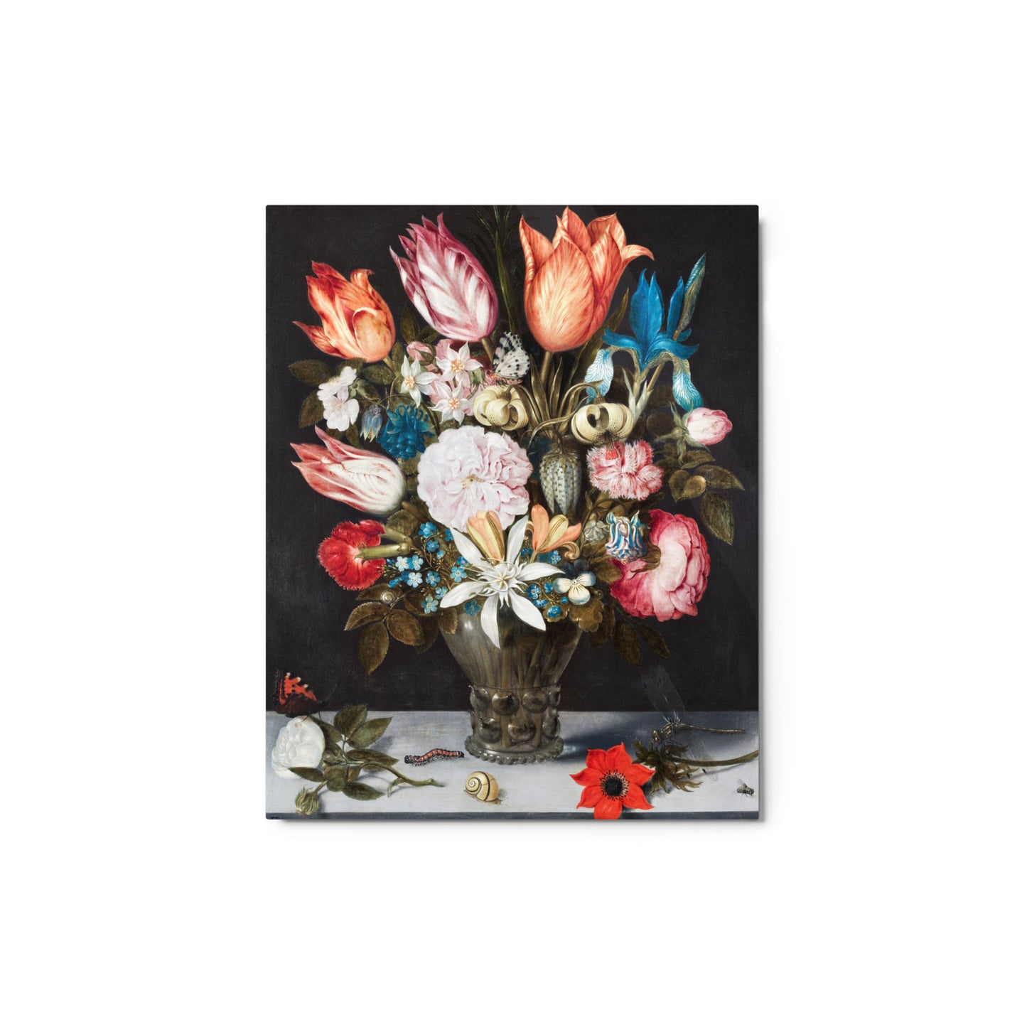 Ambrosius Bosschaert - Flowers in a Glass - Glossy Metal Print